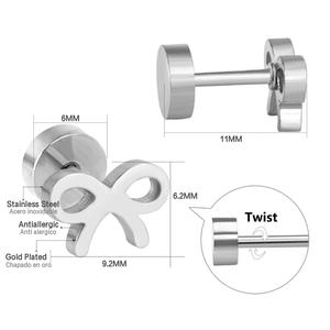 ต่างหูสแตนเลสชุบทอง 18K รูปทรงโบว์ผูก ต่างหูแบบติดหู เครื่องประดับทอง - Product Image 4