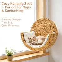 Lit pour chat en jacinthe d'eau tressé à la main, semi-circulaire, écologique, emballage solide, taille XL, style moderne, luxueux, classique et tendance