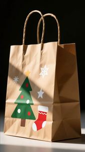 Bolsa de Papel para Regalo con Asa, para Envasado Industrial, Color Marrón, para Navidad, Venta al Por Mayor - Product Image 4