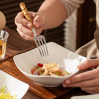 Assiettes carrées en céramique blanche de style nordique minimaliste pour la maison, grande capacité, pour plats froids et salades