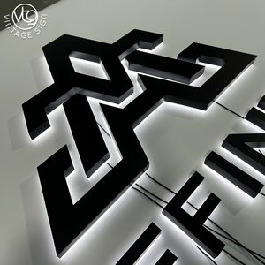 Insegne Luminose LED Personalizzate con Retroilluminazione Nera, Logo 3D in Metallo <span class=keywords><strong>per</strong></span> Uffici, Aziende e Negozi - Product Image 4