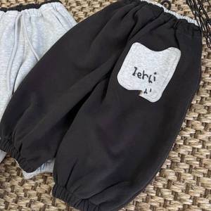 Children's Fleece Lined Sweatpants Gray Black Loose Fit Autumn Winter Boys Girls Pants Cotton Material NT1348 - Product Image 4