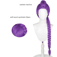 Perruque synthétique violette tendance, design chignon noué, longue tresse simple, fibre résistante à la chaleur, pour femmes, idéale pour les fêtes et événements, perruque de costume