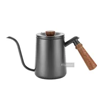 Hervidor de café personalizado con perilla de madera, tetera de té de acero inoxidable, goteo de mano