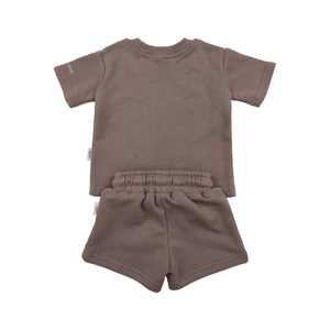 Ricamo con Logo personalizzato Casual estivo privato girocollo in cotone Terry per bambini e ragazzi Set di due pezzi - Product Image 4