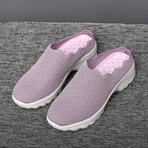 Mules Sabots Chaussures de jardin Sandales en tissu extensible pour femmes Sandales en maille respirante Chaussons de plage Mocassins à <span class=keywords><strong>talon</strong></span> compensé augmentant la taille - Product Image 6