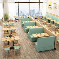Meubles de restaurant extérieurs modernes sur mesure, canapé en cuir PU, banquette, table et chaises de salle à manger commerciales, ensemble pour école, café, hôtel