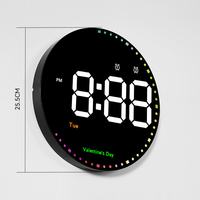 Horloge murale LED intelligente géante ronde avec affichage des points, heure, seconde, température, veilleuse, alarme, date et jour pour la décoration intérieure