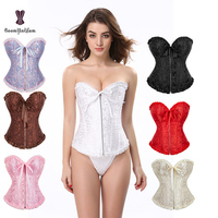 Nouvel Arrivage Corsage Vintage pour Femme Corselet Plus Size XXXXXXL Body en Dentelle Shapewear Abricot Rouge Zip à Volants Désossé Respirant
