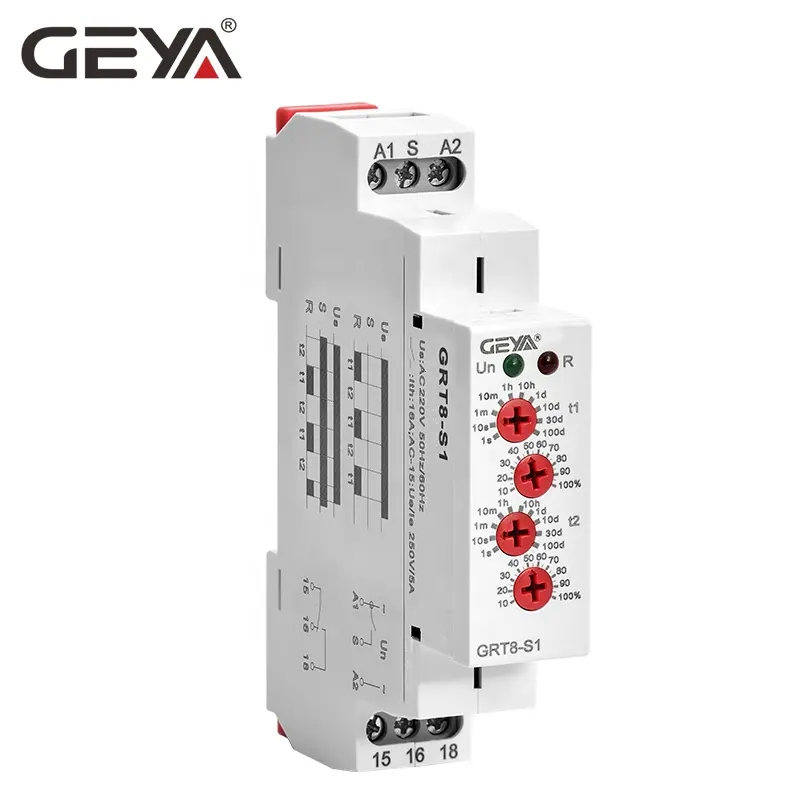GEYA الكهربائية مصنع متجر GRT8-S1 AC/DC12-240V قابل للتعديل واقية تتابع الوقت Cycler 12v 24v 48 فولت DC التتابع السعر