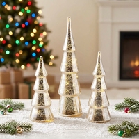Décoration de table d'arbre de Noël en verre à LED changeant de couleur au mercure écologique