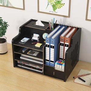 Organizador de Escritorio de Madera Multifuncional con Portapañuelos y Portaplumas, Estante de Almacenamiento de Escritorio de 4 Niveles para Oficina en Casa <span class=keywords><strong>WFH</strong></span> - Product Image 5