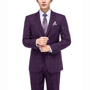 <span class=keywords><strong>Blazer</strong></span> pour <span class=keywords><strong>homme</strong></span> Fashion Pilot en tissu TR, <span class=keywords><strong>bleu</strong></span> violet à grands <span class=keywords><strong>carreaux</strong></span>, revers cranté, simple boutonnage - Product Image 6