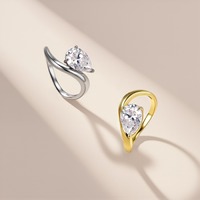 Bague en argent sterling 925 plaqué or vermeil sur mesure avec moissanite taille poire, bijoux fins pour femme, cadeau de mariage, vente en gros