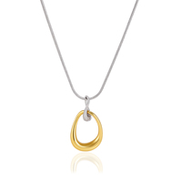 Collier pendentif goutte d'eau torsadé bicolore or et argent en acier inoxydable plaqué or 18 carats avec chaîne serpent, cadeau J&D Jewelry