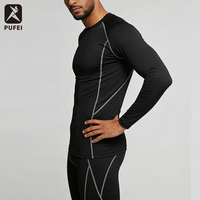 Ensemble de survêtement de sport pour homme, manches longues, séchage rapide, entraînement, fitness, musculation, course à pied, jogging, yoga, OEM
