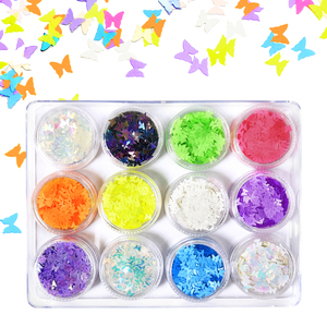 Paillettes irisées pour nail art, 12 couleurs, ensemble de paillettes scintillantes, maquillage des yeux, flocons de papillon, autocollants, décorations pour ongles - Product Image 2