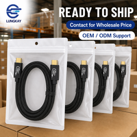 Câble USB-C vers USB-C LUNGKAY OEM ODM USB3.2 240W 20 Gbit/s haute vitesse tressé pour chargement et transfert de données pour ordinateur portable et station d'accueil SSD