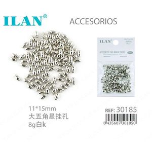 Perline a Stella in Metallo ILAN 11x15mm Bianche Argento per Creazione di Gioielli e Accessori - Product Image 1