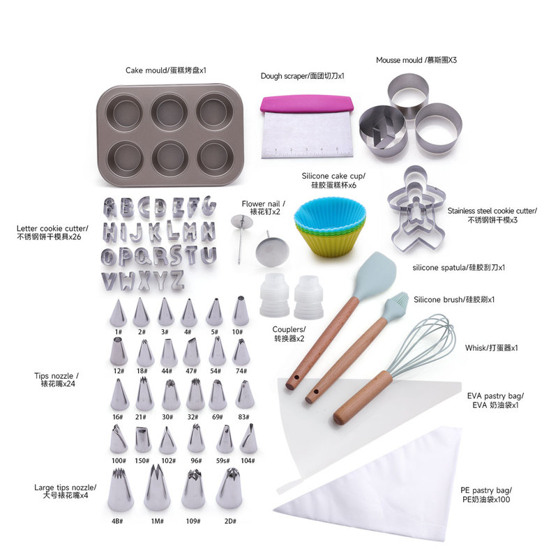 Kitchen 464pcs Plastic Stainless Steel Icing