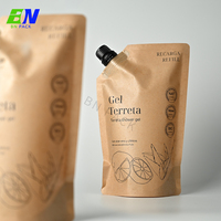 Pochette à bec verseur de 500 ml en papier kraft brun écologique laminé PE de qualité alimentaire pour le stockage sûr de shampoing et détergent liquide