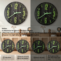 Horloge murale de 12 pouces, style Art déco antique, design lumineux, aiguilles en quartz MDF, simple face, pour salon, chambre, bureau, veilleuse