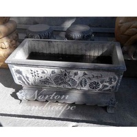 Pot de fleurs en pierre de granit antique sculpté à la main, décoration de jardin extérieur personnalisée, pot de fleurs en marbre sculpté