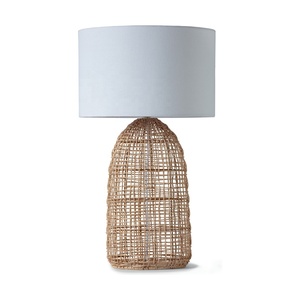 JLT-R12 Natural Rattan <strong>Bamboo</strong> Base <strong>Table</strong> <strong>Lamp</strong> for Restaurant Coffee Shop - Product Image 1