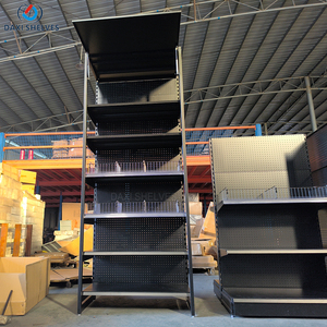 Black Supermarket Shelf <strong>Metal</strong> <strong>Pegboard</strong> Wall Mount Storage Steel Shelf for Shop - Product Image 6
