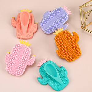 Brosse nettoyante pour le visage en silicone à motif de cactus, manuelle, pour le démaquillage et le nettoyage des pores, pour adultes et enfants - Product Image 2