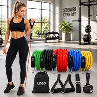 Ensemble de bandes de résistance avec poignées, 5 pièces, bandes tubulaires empilables en TPE, ancrage de porte pour entraînement complet du corps à domicile, OEM