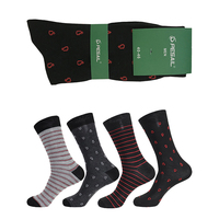 Meilleure vente mondiale doux gris noir rayures Crew chaussettes blanc et rouge dessin animé flamme motif pour la vente en gros
