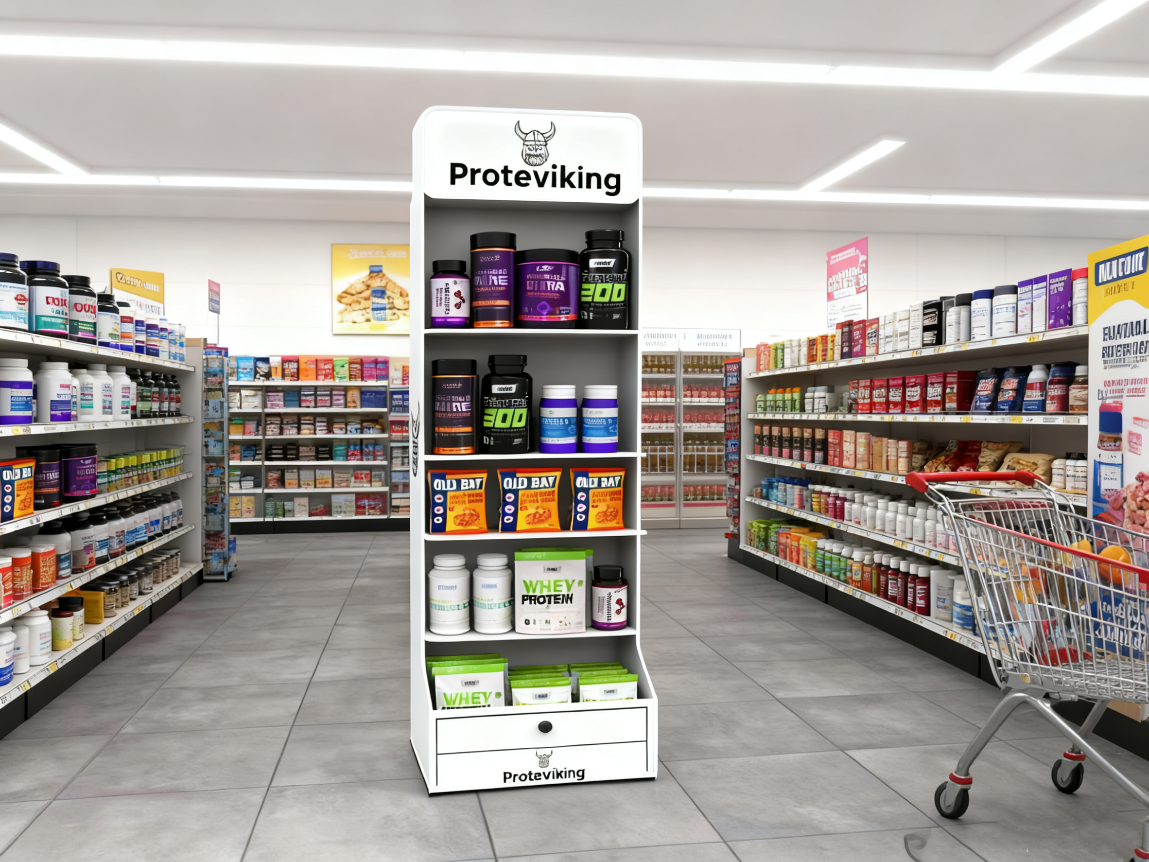 Apache Custom Light-duty & Portable Multi-layer PVC Floor Protein Powder Display Stand for Retail Shops & Gyms — view 5