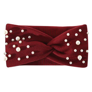 Diadema deportiva de algodón acanalado con perlas, color liso, absorbente de sudor, para lavarse la cara, venta al por mayor de fábrica, novedad transfronteriza - Product Image 6