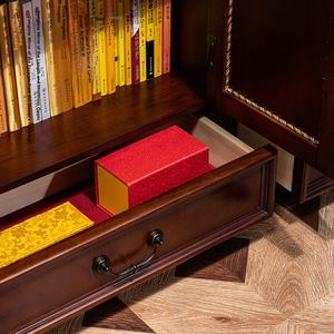 خزانة كتب خشبية بسيطة وأنيقة على الطراز الأمريكي الحديث مع أبواب زجاجية ورفوف قائمة بذاتها للمنزل والمكتب والمدرسة - Product Image 3