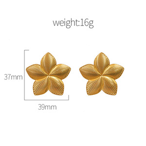 Flower Pendant Earrings Zinc Alloy Gold Geometric Design Party Jewelry for Women - Product Image 4