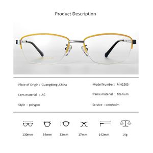 มูเฮ ออกแบบกรอบแว่นตาไทเทเนียมระดับมืออาชีพ สำหรับสายตาสั้น แว่นอ่านหนังสือโลหะ แว่นกันแดดคุณภาพสูง - Product Image 6