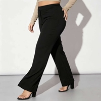 Pantalon de costume taille haute coupe bootcut pour femme grande taille, à bouton unique, fermeture éclair, extensible, coupe ajustée, longueur complète, pour le bureau, 100 % polyester