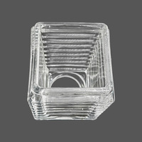 Lampe de jardin avec abat-jour carré en verre transparent rayé, accessoire d'éclairage en verre soufflé à la machine, verre cristallin, indice de protection IP20