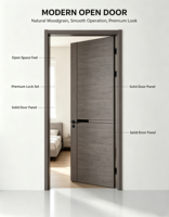 Porte intérieure moderne insonorisée en bois massif fini, ouverture manuelle pour chambre à coucher