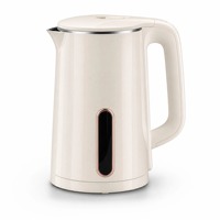 Bouilloire électrique 1,5 L 1500 W à double paroi isolée en acier inoxydable 304 avec bec en forme de V pour la maison, l'hôtel, le bureau