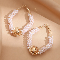 Pendientes de Perlas Circulares Estilo Pañuelo de Lujo Ligero de la Marca Coreana Heavy Industry, Elegantes y de Diseño para Mujer