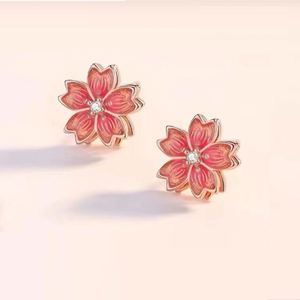 Peach Blossom <b>Stud</b> <b>Earrings</b> for Women Cubic Zirconia <b>Earring</b> Rotating 925 Sterling Silver Needle Spinning Flower <b>Stud</b> <b>Earrings</b> - Product Image 1