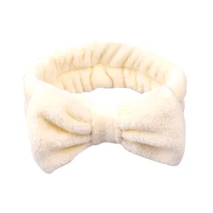 Haarschmuck Weich korallen vlies Turban Bowknot Headwrpas Benutzer definiertes Make-up Bogen Bad Stirnband für Frauen Kosmetik & Facial Spa