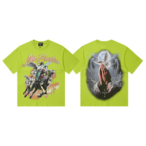 T-shirt ample à manches courtes 100 % coton pour homme Vale Sports, style hip-hop européen et américain, imprimé vieilli « Valley Dreams » - Product Image 6