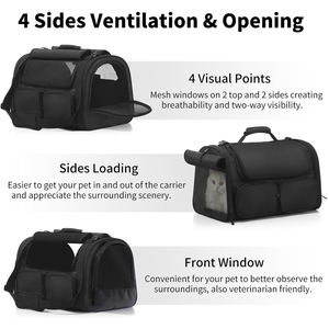 Beste Flug gesellschaft genehmigt schwarz weichen Flug kleinen Hund Haustier Träger Einkaufstasche für Flugzeug Auto Motorrad Reisen - Product Image 4