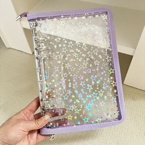<span class=keywords><strong>Album</strong></span> à fermeture éclair en PVC A5, <span class=keywords><strong>vierge</strong></span>, petit, pour cartes, transparent, pailleté, écologique, journal pour collectionneurs d'étoiles, reliure à feuilles mobiles pour photos - Product Image 4