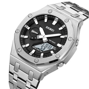 <span class=keywords><strong>Montre</strong></span> de luxe sport analogique-numérique en acier inoxydable pour <span class=keywords><strong>homme</strong></span>, étanche 5 BAR, lumineuse, avec alarme, chronographe et affichage LED - Product Image 4