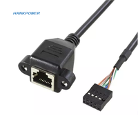 Kabel Ekstensi Jaringan LAN Ethernet OEM USB2.0 Dupont 2.54mm 9pin Female ke RJ45 Female dengan Lubang Sekrup Pemasangan untuk PC Host