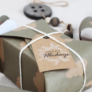 Custom Double-Sided PE Coated Recyclable Kraft <b>Paper</b> Gift <b>Wrap</b> <b>Roll</b> Happy Holidays Design Digital Printing Compatible Packaging - Product Image 1